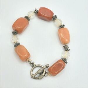 Vintage Carnelian Silver beaded bracelet